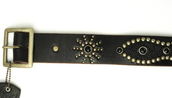 �����谷ŹHTC(Hollywood trading Company)  Overlay Peanut Belt(�����С��쥤�ԡ��ʥåĥ٥��)���֥�å�x�֥�å����ƥ��󥰥쥤