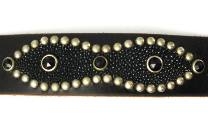 �����谷ŹHTC(Hollywood trading Company) Overlay Peanut Belt(�����С��쥤�ԡ��ʥåĥ٥��)���֥�å�x�֥�å����ƥ��󥰥쥤