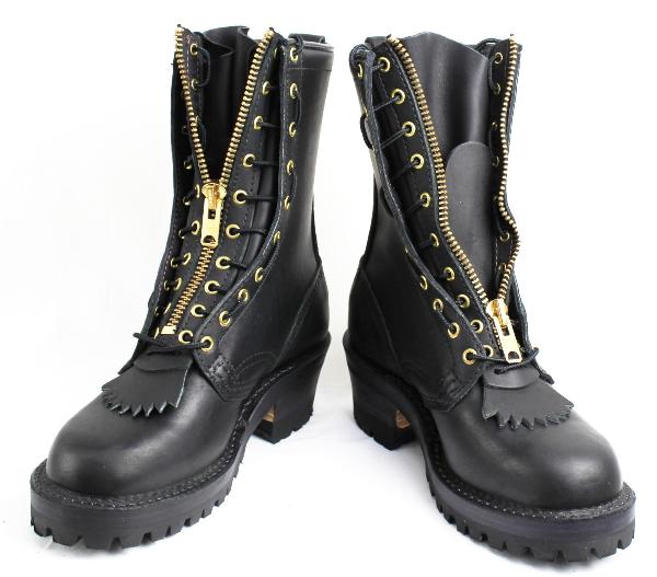 Wesco���������������ǥ����顼��10�ۡ����� Lace in Zipper �졼�����󥸥åѡ� Black Leather �֥�å��쥶�� All Black Stitching