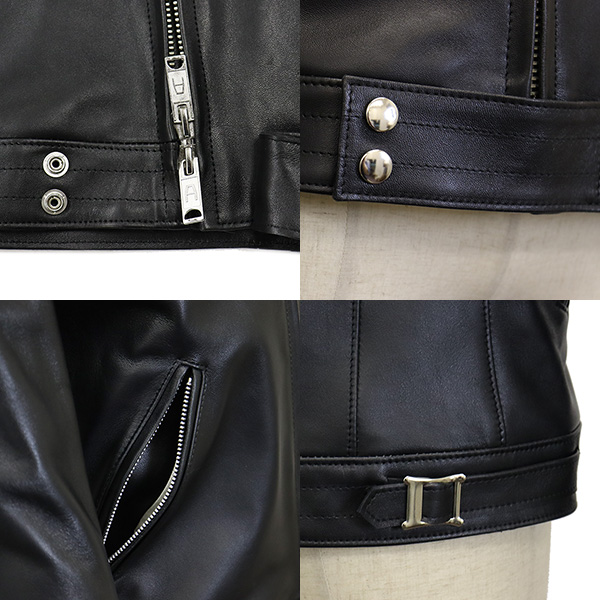 美品　フレームワーク　シープスキン　ジップアップ　ライダースジャケット　黒　38 美品 フレームワーク シープスキン ジップアップ ライダースジャケット
