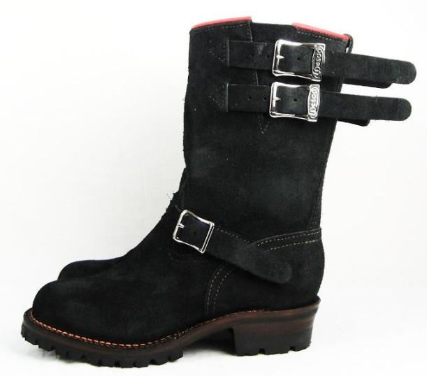 Wescoウエスコ　正規ディーラー Boss ボス Black Roughout黒裏革,10height,#100sole,Red Lining,2Top Long Straps.Orange Stitching