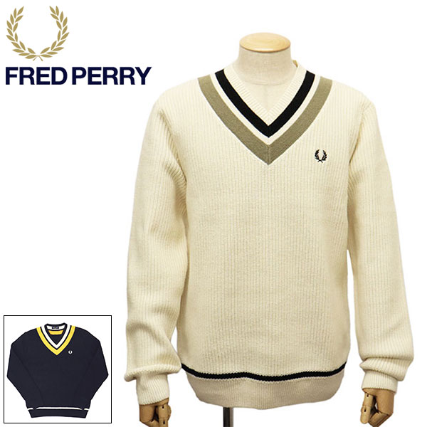 正規取扱店 FRED PERRY (フレッドペリー) K2544 STRIPED V NECK JUMPER 