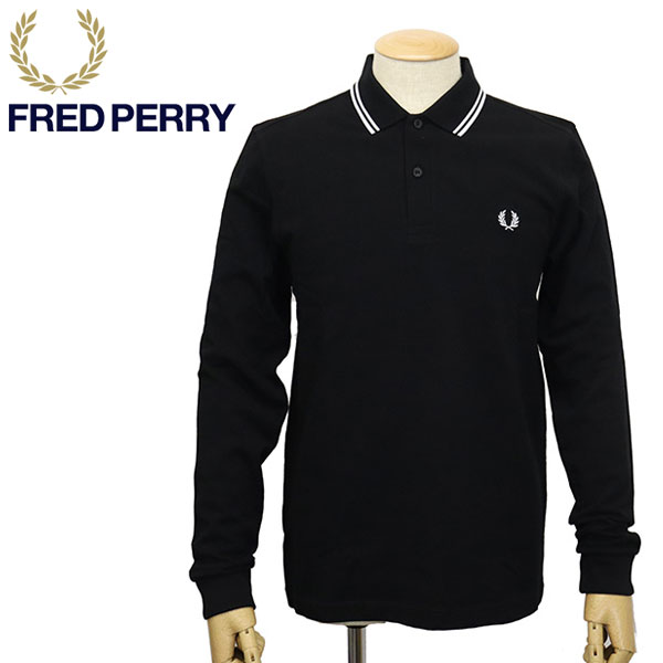 正規取扱店 FRED PERRY (フレッドペリー) M3636 LONG SLEEVE TWIN TIPPED SHIRT 長袖 ティップライン  ポロシャツ 350 BLACK FP499