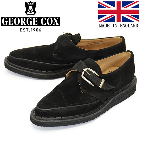 正規取扱店 GEORGE COX (ジョージコックス) STRUMMER MONK 4200 ラバーソール レザーシューズ 090 BLACK  SUEDE