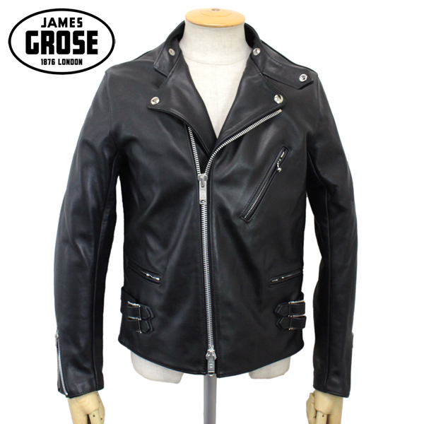 正規取扱店 JAMES GROSE (ジェームスグロース) G05-12 MEN'S KANSAN CHL JACKET(メンズ カンサン  カウハイドレザー ジャケット) BLACK JG003