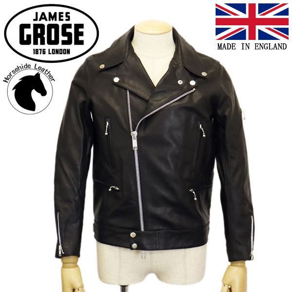 正規取扱店 JAMES GROSE (ジェームスグロース) MEN'S NEW MANILA JACKET HORSE メンズ ニューマニラジャケット  ホースハイド BLACK JG028