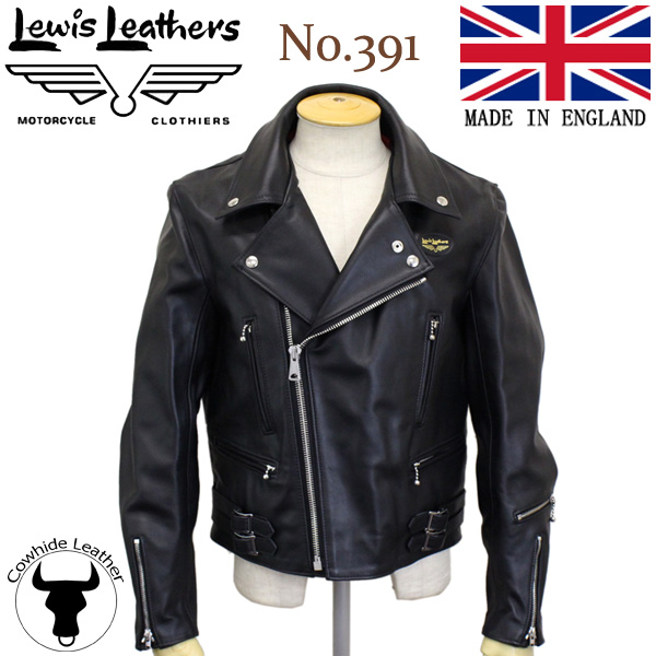 正規取扱店 Lewis Leathers (ルイスレザーズ) No.391 LIGHTNING REGULAR FIT COWHIDE (ライトニング  レギュラーフィット カウハイド) ブラックレザー 英国製