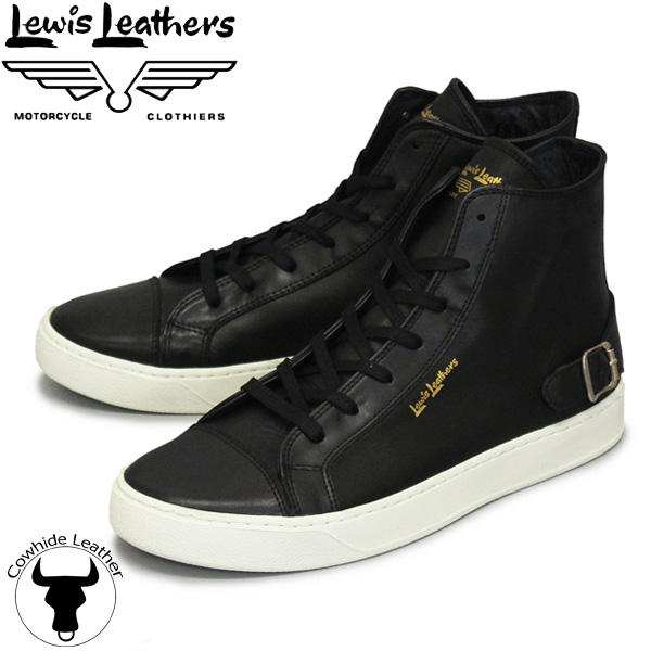 正規取扱店 Lewis Leathers (ルイスレザーズ) Side Car Sneaker HI Top サイドカー スニーカー ハイトップ  カウハイド BLACK