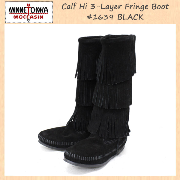 正規取扱店 MINNETONKA(ミネトンカ)Calf Hi 3-Layer Fringe Boot(カーフハイ3レイヤーフリンジブーツ
