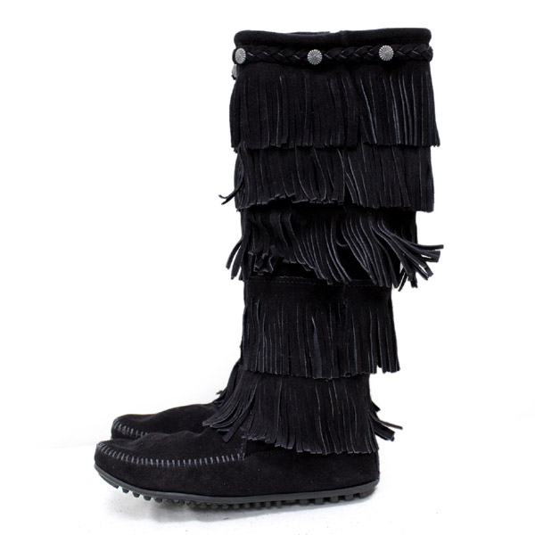 sale セール 正規取扱店 MINNETONKA(ミネトンカ)5-Layer Fringe Boot(5レイヤーフリンジブーツ)#1659  BLACK レディース MT058