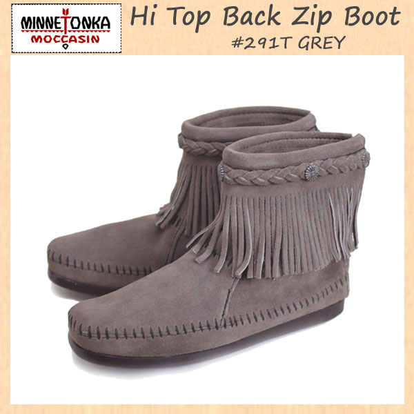 正規取扱店 MINNETONKA(ミネトンカ) Hi Top Back Zip Boot ( ハイトップ バックジップブーツ ) #291T GREY レディース MT015