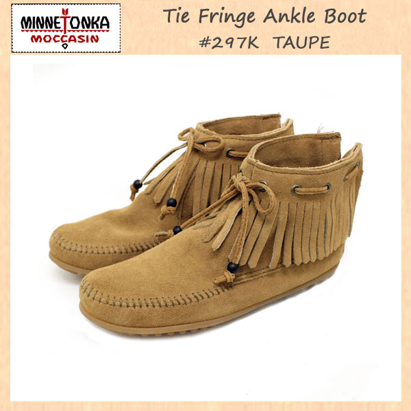 正規取扱店 MINNETONKA(ミネトンカ) Tie Fringe Ankle Boot(タイフリンジアンクルブーツ)#297K TAUPE レディース MT152