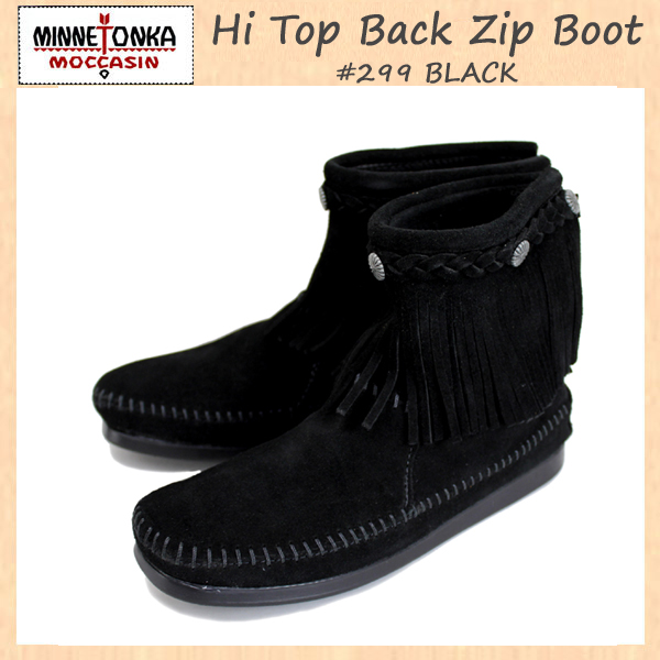 正規取扱店 MINNETONKA(ミネトンカ) Hi Top Back Zip Boot ( ハイトップ バックジップブーツ ) #299 BLACK レディース MT013