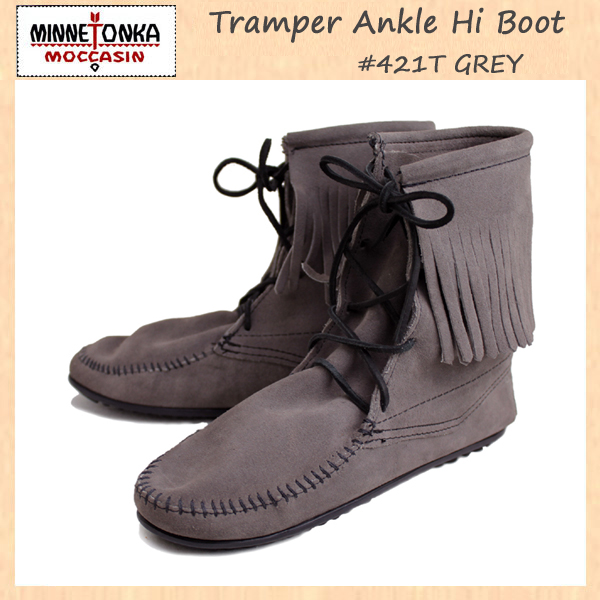 正規取扱店 MINNETONKA(ミネトンカ)Tramper Ankle Hi Boot(トランパー アンクルハイブーツ)#421T GREY レディース MT024