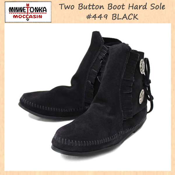 正規取扱店 MINNETONKA(ミネトンカ)Two Button Boot Hard Sole(トゥーボタンブーツハードソール)#449 BLACK レディース MT083