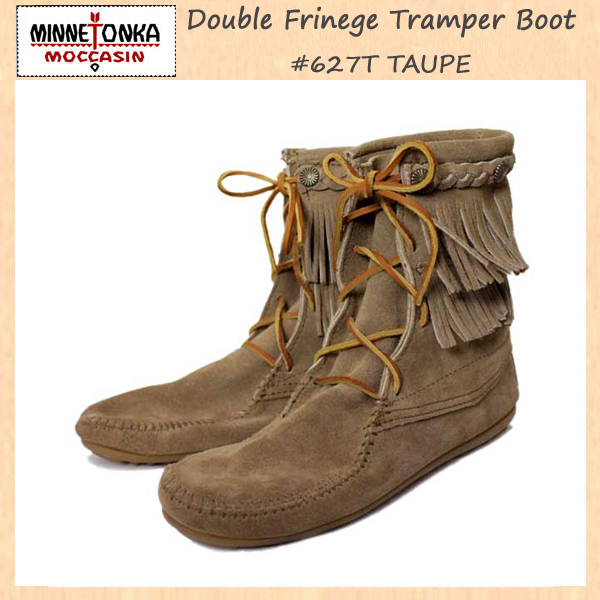 正規取扱店 MINNETONKA(ミネトンカ)Double FringeTramper Boot(ダブルフリンジ トランパーブーツ)#623 TAUPE レディース MT035