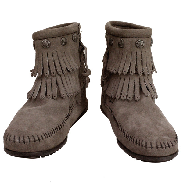 正規取扱店 MINNETONKA(ミネトンカ)Double Fringe Side Zip Boot(ダブルフリンジ サイドジップブーツ)#691T GREY レディース MT020