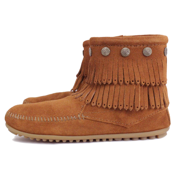 正規取扱店 MINNETONKA(ミネトンカ)Double Fringe Side Zip Boot(ダブルフリンジ サイドジップブーツ)#692 BROWN レディース MT019