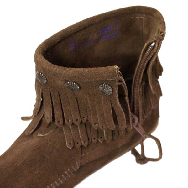 正規取扱店 MINNETONKA(ミネトンカ)Double Fringe Side Zip Boot(ダブルフリンジ サイドジップブーツ)#693 DUSTY BROWN レディース MT033