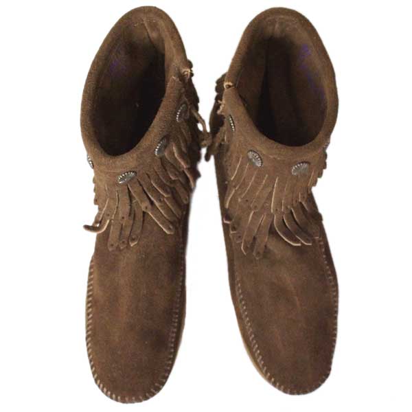 正規取扱店 MINNETONKA(ミネトンカ)Double Fringe Side Zip Boot(ダブルフリンジ サイドジップブーツ)#693 DUSTY BROWN レディース MT033