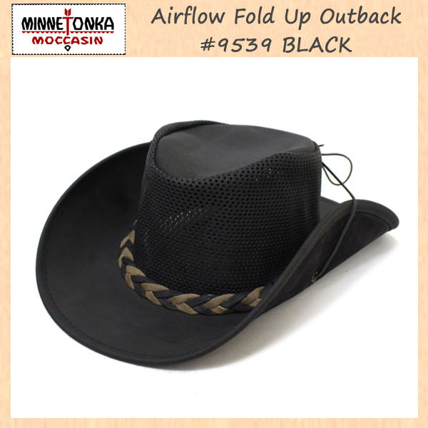 正規取扱店 MINNETONKA(ミネトンカ) Airflow Fold Up Outback Hat(エアフローフォールドアップアウトバックハット) #9539 BLACK MT121