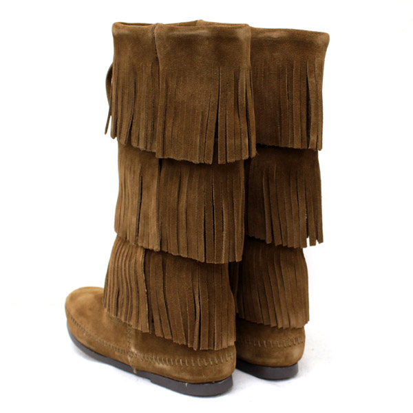 正規取扱店 MINNETONKA(ミネトンカ)Calf Hi 3-Layer Fringe Boot(カーフハイ3レイヤーフリンジブーツ)#1638 DUSTYBROWN レディース MT054