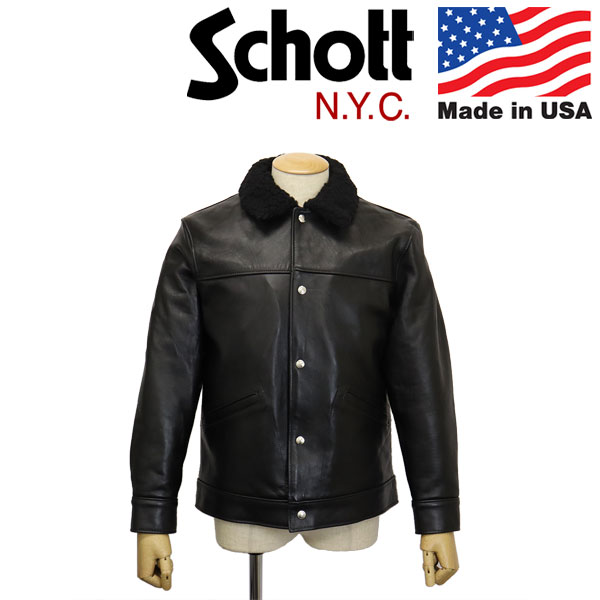 正規取扱店 Schott (ショット) 2950021 7671 219US COLLAR BOA RANCH JKT カラーボア  ランチレザージャケット 09(10)BLACK