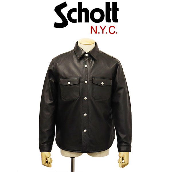 正規取扱店 Schott (ショット) 3121025 LAMB LEATHER CPO SHIRT