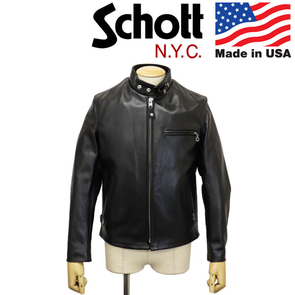 Schott ショット S シングルライダース 641 立襟 レザー 黒 - アウター