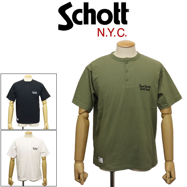 正規取扱店 Schott (ショット) 5134016 HENLEY T-SHIRT FINEST
