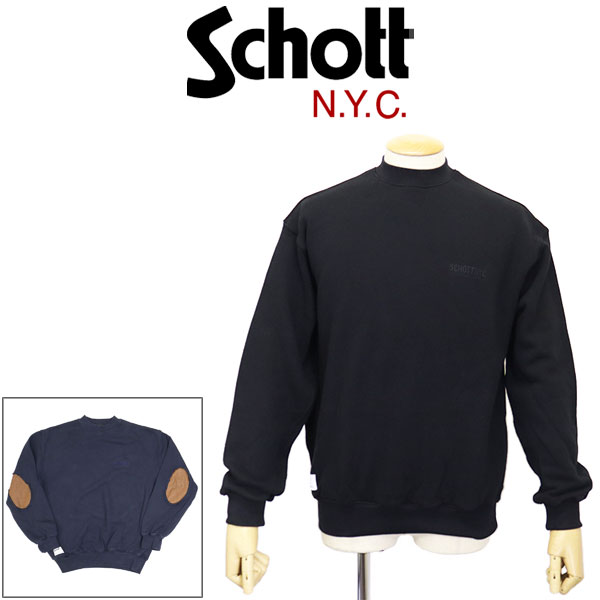 正規取扱店 Schott (ショット) 5232007 LEATHER ELBOW PATCH SWEAT