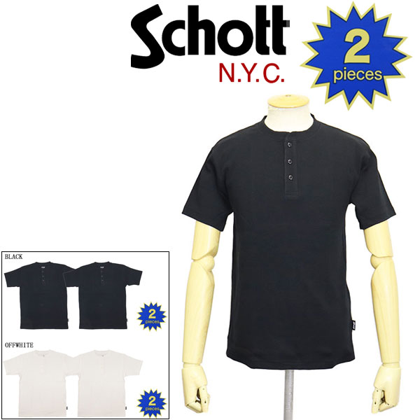 正規取扱店 Schott (ショット) 5934010 2PACK HENLEY NECK T