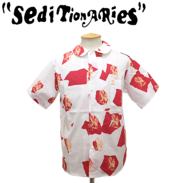 正規取扱店 SEDITIONARIES by 666 (セディショナリーズ) Dirty Stripper Shirt  (ダーティーストリッパーシャツ) 半袖 ホワイト/レッド STS0004