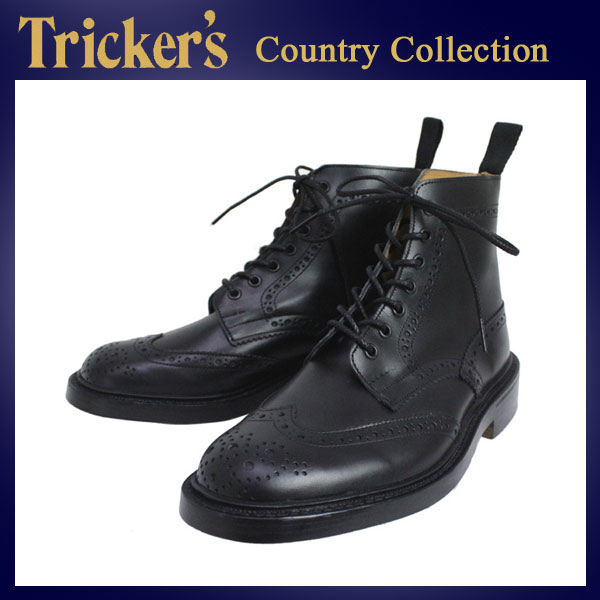 正規取扱店 Tricker's トリッカーズ 2508M COUNTRY BROGUE(カントリーブローグ) ダブルレザーソール ブラックボックスカーフ TK009