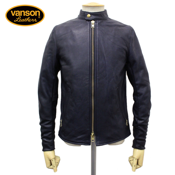 正規取扱店 VANSON(バンソン) B CUSTOM2 UNISEX(Bカスタム2) シングルライダースジャケット 別注タイトフィット NAVY  ネイビー