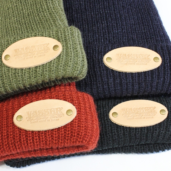 VASSER(バッサー)Oval Leather Patch Knit Cap(オーバルレザーパッチニットキャップ)全４色