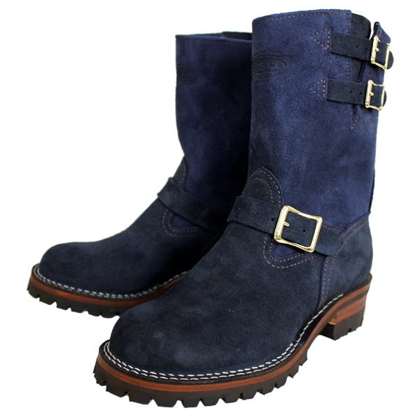 Wescoウエスコ　正規ディーラー Navy Rough Out ネイビーラフアウト,9height,#100sole,2straps,Brass Bucles BS69