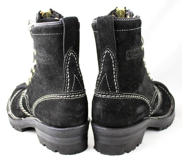 Wesco Jobmaster Black Rough Out,8height,#100sole,Toe Cap,Doule Mid Sole,All White Stitching,Lace in Zipper,WhiteShoeLace JM36